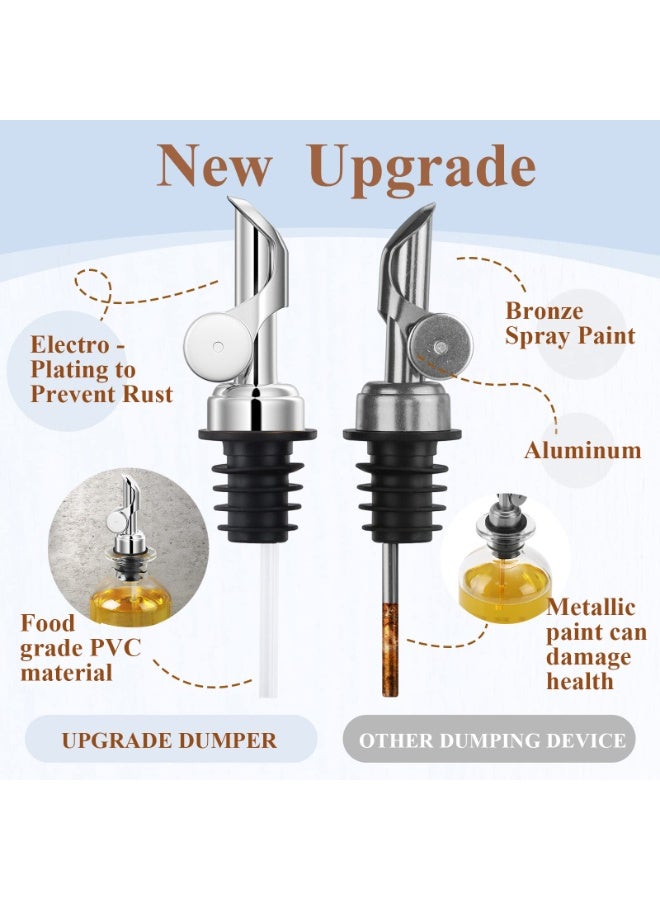 يُسلِّم مجموعة زجاجات لتوزيع زيت الزيتون مع صينية من الخيزران، موزع زيت كلاسيكي فضي، زجاجتان سعة 350 مل، سكاب معدني ثقيل، تخزين وتوزيع في المطبخ - Image 5