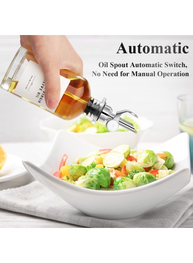 يُسلِّم مجموعة زجاجات لتوزيع زيت الزيتون مع صينية من الخيزران، موزع زيت كلاسيكي فضي، زجاجتان سعة 350 مل، سكاب معدني ثقيل، تخزين وتوزيع في المطبخ - Image 2