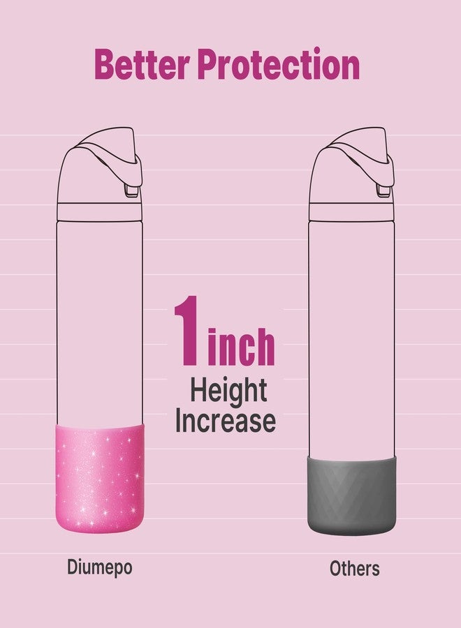 Diumepo Silicone Boot for Owala 24 oz Water Bottles, Anti-Slip Protective Sleeve Bottom Protector for Owala Twist & FreeSip & Flip Stainless Steel Water Bottle (Glitter Rose Red) - Image 4