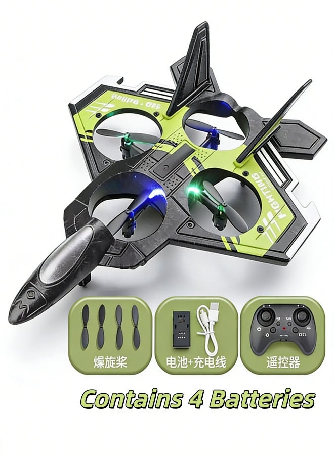 KORAX Foam RC Plane Drone for Kids, Remote Control Airplane Fighter Jet with LED Light, Auto Hover, 360°Flip, 4 Batteries (30 Mins Flight), Easy to Fly for Beginners - Image 1