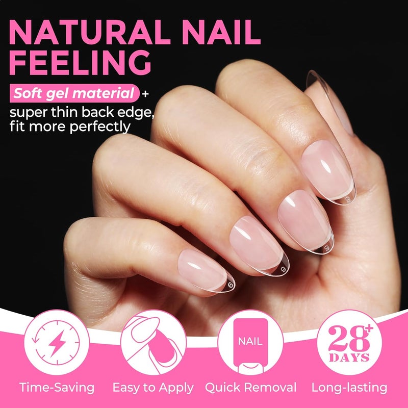 UNA GELLA Short Almond Round Fake Nails 216pcs Almond Press on Nails Pre-shape Oval Gel Nail Tips for Full Cover Acrylic Short Round Nails For Nails tips Extension 12 Sizes - Image 4