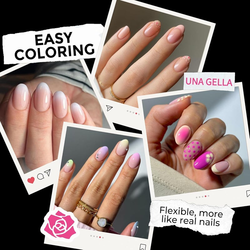 UNA GELLA Short Almond Round Fake Nails 216pcs Almond Press on Nails Pre-shape Oval Gel Nail Tips for Full Cover Acrylic Short Round Nails For Nails tips Extension 12 Sizes - Image 3