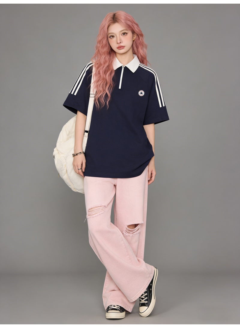 كونفرس CONVERSE الكلاسيكية سحب البولو تصميم الشعور أكاديمية الرياح القمصان القصيرة - Image 4