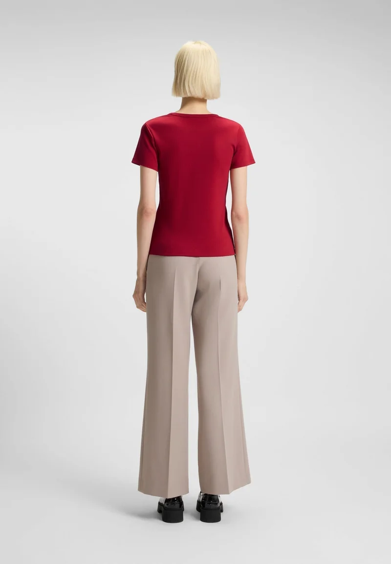 HUGO Cotton-blend T-shirt with stacked-logo embroidery