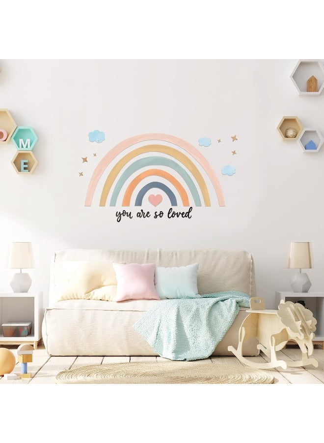 Containlol Rainbows Wall Decal, Rainbow Stickers Large Rainbow Wall Decor Peel and Stick Wallpaper for Girl Bedroom Baby Shower Nursery Kid Playroom Decor You are So Loved 30 x 14 inch (Pink Blue) - Image 3