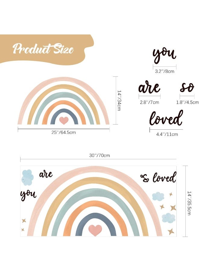 Containlol Rainbows Wall Decal, Rainbow Stickers Large Rainbow Wall Decor Peel and Stick Wallpaper for Girl Bedroom Baby Shower Nursery Kid Playroom Decor You are So Loved 30 x 14 inch (Pink Blue) - Image 2