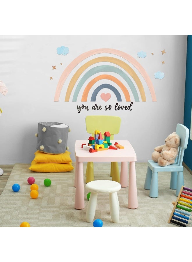 Containlol Rainbows Wall Decal, Rainbow Stickers Large Rainbow Wall Decor Peel and Stick Wallpaper for Girl Bedroom Baby Shower Nursery Kid Playroom Decor You are So Loved 30 x 14 inch (Pink Blue) - Image 5