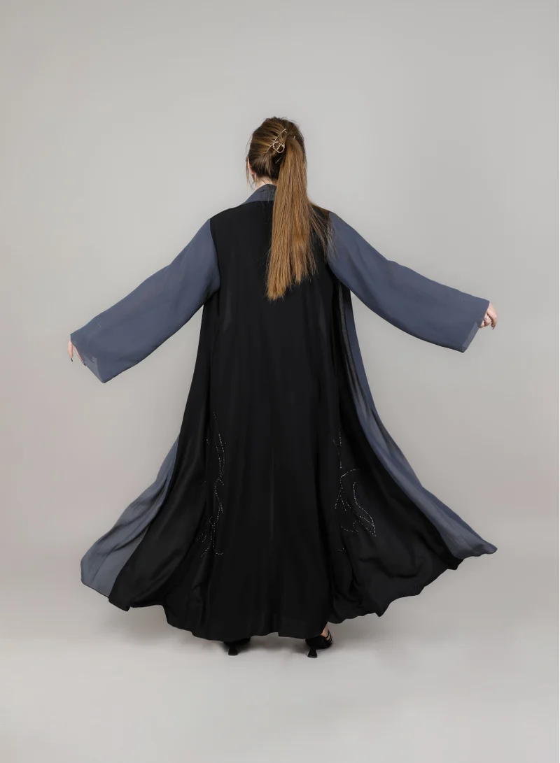 MSquare Fashion  MSquare Fashion Black And Grey Zoom Fabric Abaya for Women | Best Price UAE
