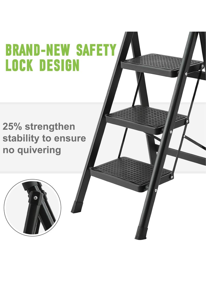 Bentifar - Sturdy 6-Step Folding Ladder with Tool Holder, Anti-Slip Pedal, Portable Iron Step Stool for Kitchen, Household, Indoor & Outdoor Use - Image 1