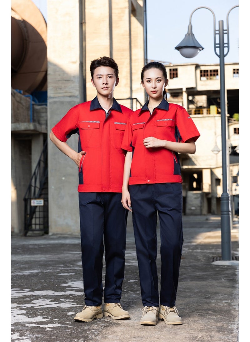 NIBEMINENT Summer Short Sleeve Working Clothes Set Labor Mechanical Workshop Uniforms Auto Repair Factory Engineering Coveralls - Image 1