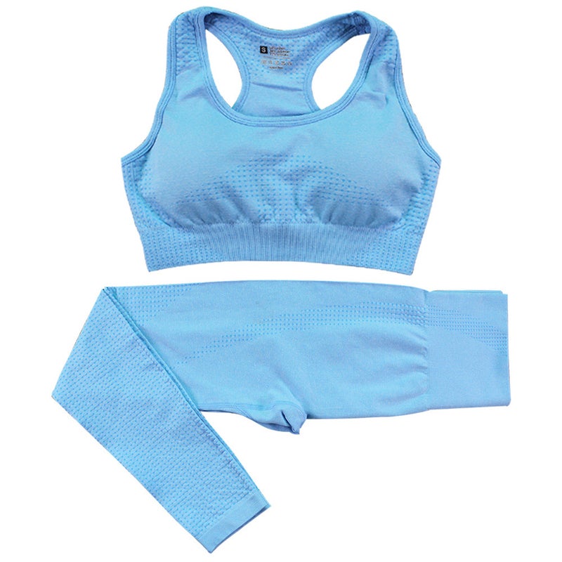Seamless Knit Polka Dot Activewear Set for Women Pink  - Image 2
