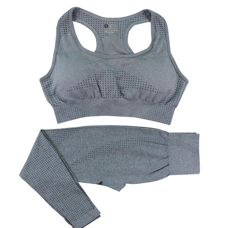 Seamless Knit Polka Dot Activewear Set for Women Pink  - Image 4