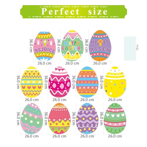 Fanboxk 11Pcs Easter Eggs Yard Signs Outdoor Lawn Decorations,Easter Egg Yard Signs Pathway Markers,Outdoor Spring Party Waterproof Yard Decorations. - Image 2