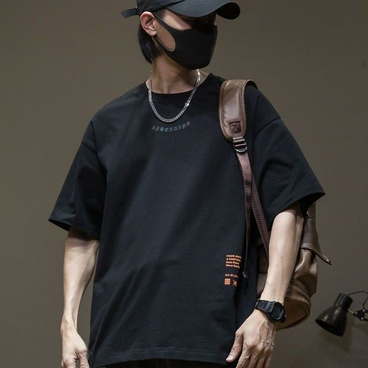 Short-sleeved T-shirt Men's Japanese Style Loose Round Neck Printed Men's Half-sleeved Top Summer Fashionable All-match Pure Cotton T-shirt - Image 2