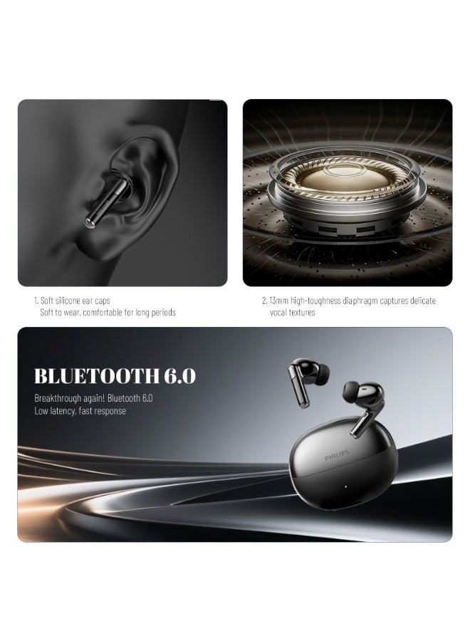 Philips Earbuds, Bluetooth Earbuds, Headphone, Open Ear Ring True Open Ear Headphones, True Wireless Earbuds - Bluetooth ， In-Ear Headphones， Bluetooth 6.0 In-Ear Headphones with 18H Playtime, 13mm Bass Driver, Soft Silicone Ear Caps, Call Noise Reduction, 3D Immersive Sound for iPhone Android TAT1120 black - Image 4