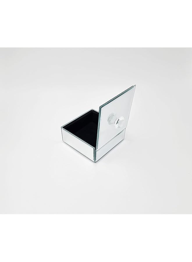 Zaboon Glass Mirror Jewelry Box with Crystal Handle Vintage Jewelry Organizer Box for Rings Earrings Necklaces Bracelets - Image 1