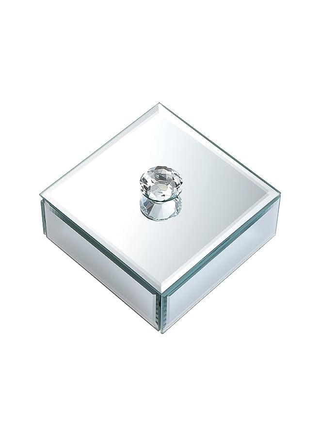 Zaboon Glass Mirror Jewelry Box with Crystal Handle Vintage Jewelry Organizer Box for Rings Earrings Necklaces Bracelets - Image 3