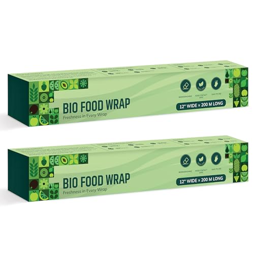 Robustt 200 Meter x 12 Inches Bio Food Wrap Cling Film for Food Wrapping (Pack of 2) | Keeps Food Fresh Eco-Friendly Transparent Wrapping roll | Ideal Cling Film for Food Wrapping - Image 1
