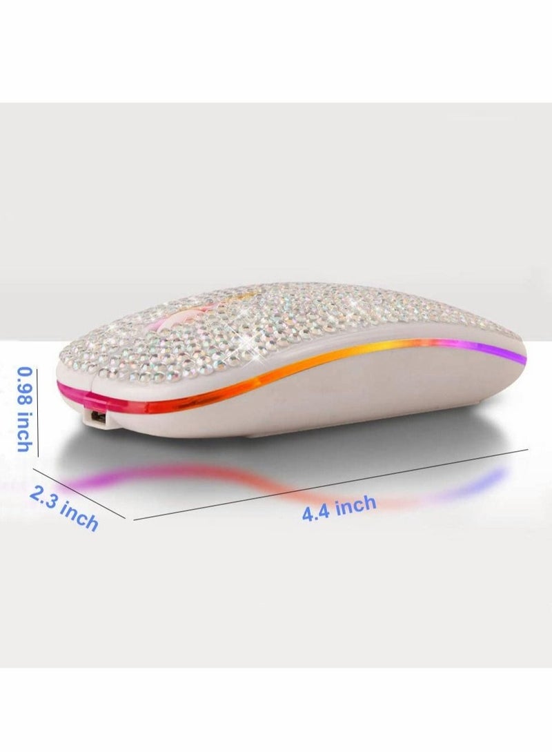SYOSI Wireless Mouse,2.4GHz Rechargeable Wireless Mouse Slim Mouse with USB Receiver for MacBook iPad Windows Computer Laptop PC,Great Gift idea for Her (White)  - Image 2