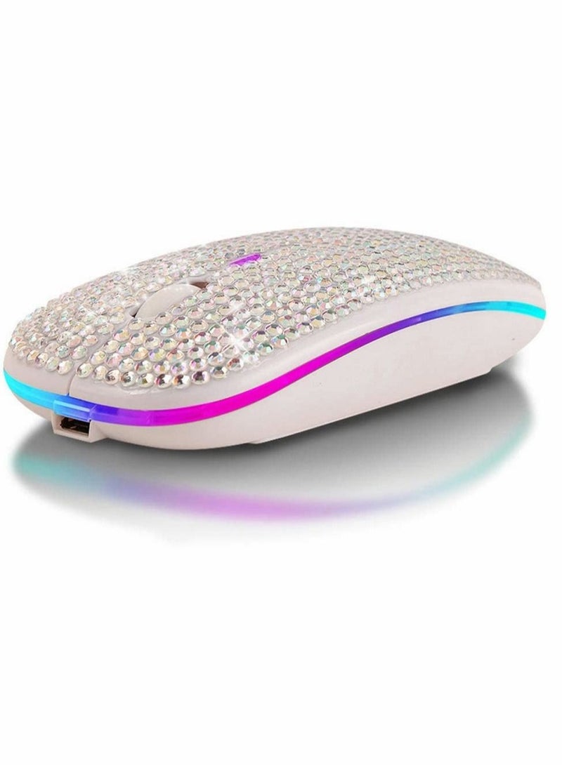 SYOSI Wireless Mouse,2.4GHz Rechargeable Wireless Mouse Slim Mouse with USB Receiver for MacBook iPad Windows Computer Laptop PC,Great Gift idea for Her (White)  - Image 1