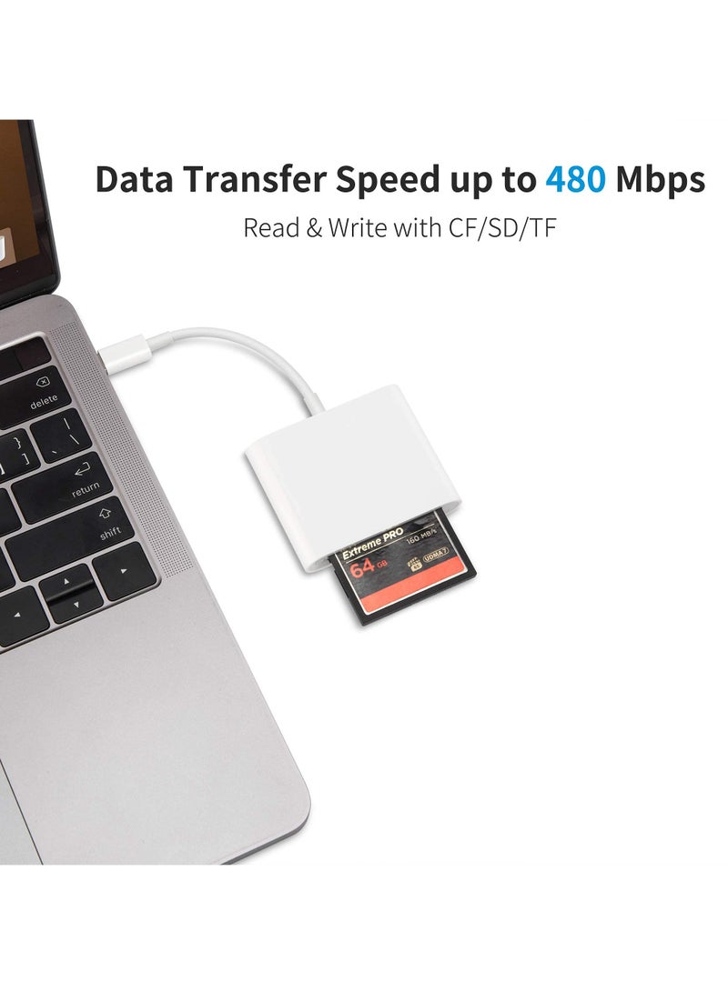 SOLARAE USB C CF/SD/TF Card Reader 3 in 1, Compact Flash Reader 3-Slot Memory Card Adapter for Type-C Device Supports Micro SD Memory Card Compatible with MacBook Pro/Air M1 iPad Pro Android Galaxy S20 S21U - Image 4