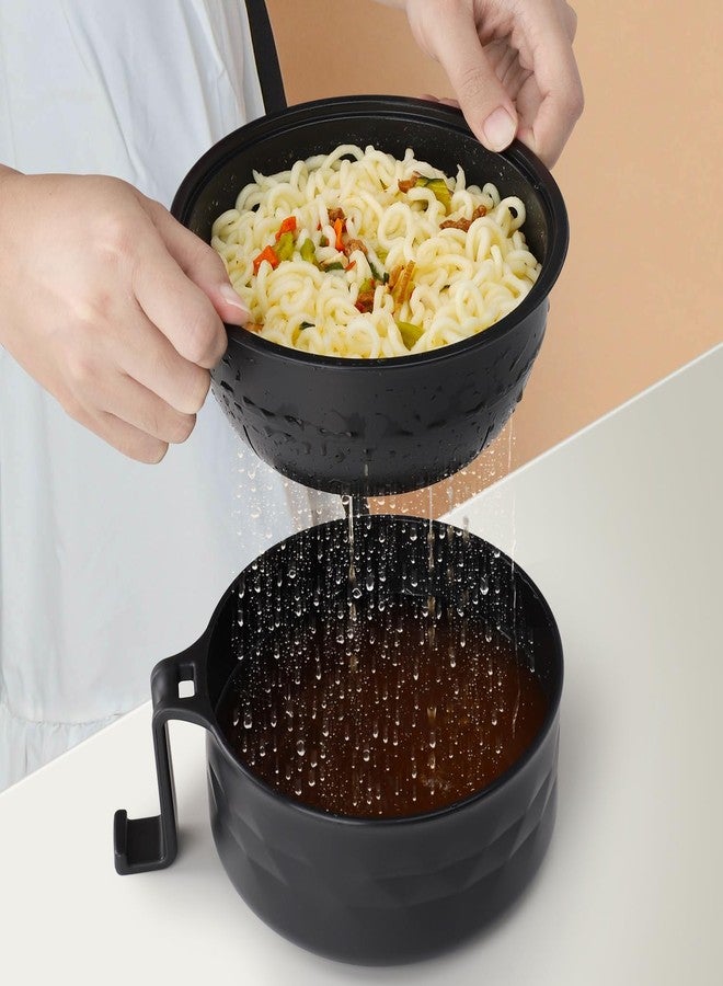 UUGLAM Ramen Bowl Set of 2, Ramen Cooker 33 oz, Ramen Bowls with Chopsticks and Spoon, Microwave Pasta Cooker, Ramen Bowl Microwave Gift College Dorm Essentials for Girls Guys (Black) - Image 2