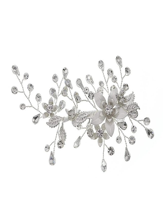 Sinide Rhinestone Wedding Hair Clips, Sinide Handmade Flower Crystal Wedding Hair Barrette Bridal Hair Accessories Headpiece Comb Barrette for Women Ladies Vintage Hair Barrette Bridesmaids Headpiece - Image 1