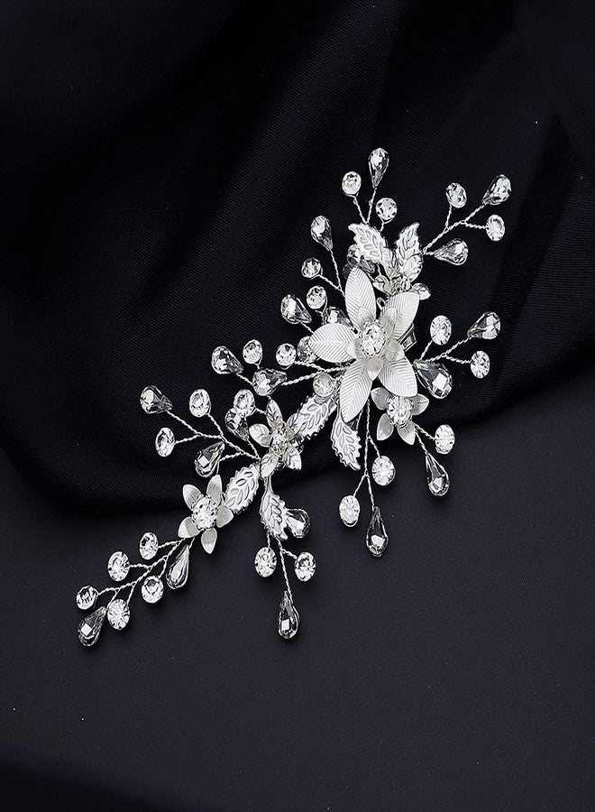 Sinide Rhinestone Wedding Hair Clips, Sinide Handmade Flower Crystal Wedding Hair Barrette Bridal Hair Accessories Headpiece Comb Barrette for Women Ladies Vintage Hair Barrette Bridesmaids Headpiece - Image 5