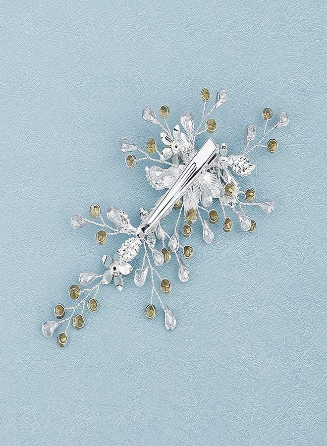 Sinide Rhinestone Wedding Hair Clips, Sinide Handmade Flower Crystal Wedding Hair Barrette Bridal Hair Accessories Headpiece Comb Barrette for Women Ladies Vintage Hair Barrette Bridesmaids Headpiece - Image 3