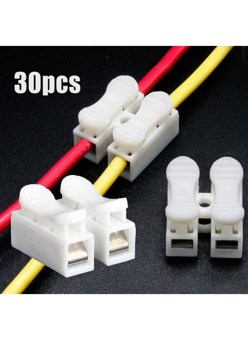 Generic SP Push Type Lock Electric Wire Connectors 2 Bolts Quick Push Type Lock Electric Wire Connectors for Cable Lock Push Connector Terminals White 30 Pcs  - Image 2