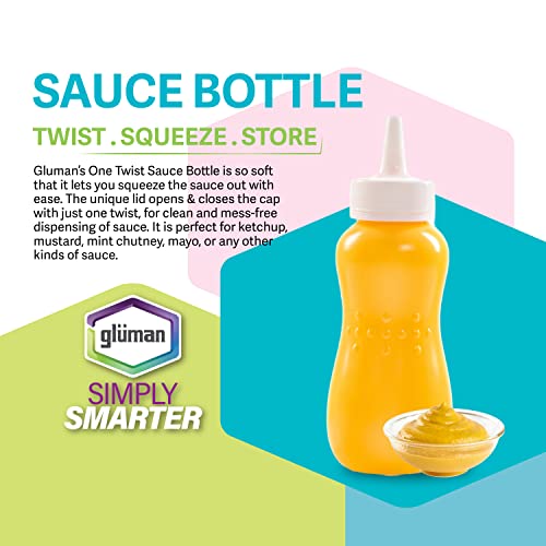 Gluman Squeezy 750 ml Sauce Bottle (Set of 2) for Clean & Mess-free Dispensing | 100% Food Grade | Dishwasher Safe | Freezer Safe | Ergonomically Designed | Reusable (Yellow) - Image 2