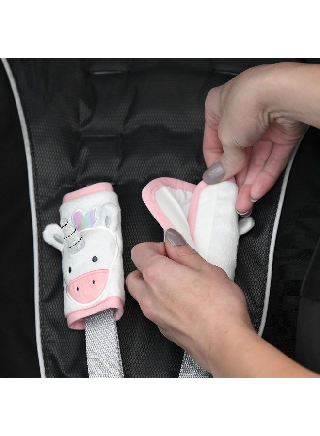 ترافيل بج Baby  Toddler 3-Piece Head Support  Strap Covers Set for Car Seats, Strollers  Bouncers (Unicorn) - Image 5