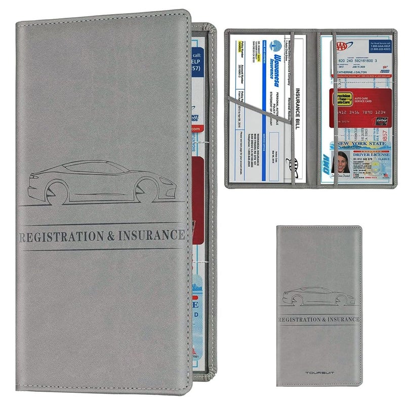 STHIRA ® Premium PU Leather Car Documents Holder 6 Compartment Bifold Car Organizer for Registration, Insurance, Drive License & Cash Spacious Multi-Purpose Vehicle File Document Bag for Men & Women - Image 1