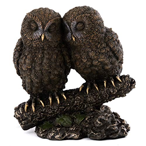 Top Collection Owl Lovers Statue on Tree Branch  Sleeping Great Horned Owl Sculpture in Premium Cold Cast Bronze 5Inch Collectible Animal Figurine