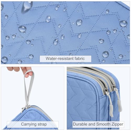 FYY Electronic Organizer, Large Travel Cable Organizer Bag Pouch Electronic Accessories Carry Case Portable Waterproof Double Layers All-in-One Storage Bag for Cable, Cord, Charger, Pattern Blue - Image 4