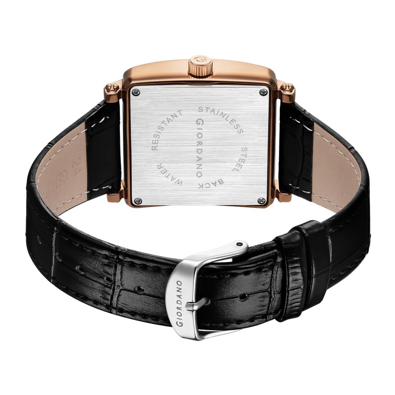 Giordano Elegant Watch for Women – Crystal-Studded Square Dial, Leather Band, Roman Numeral Dial - Image 5