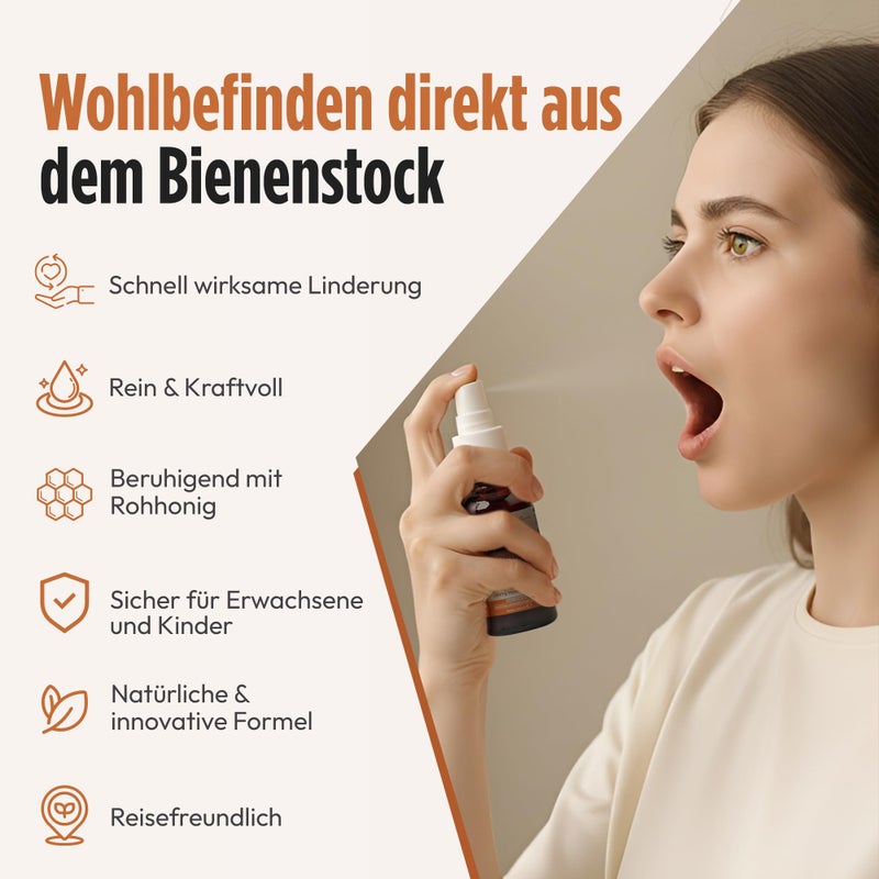 BEE & YOU Bee and You Propolis Ginger Raw Honey Soothing Throat Spray, Ultra Pure, Immune Support Supplement, Oral Health, Antioxidants, Keto, Paleo, Gluten-Free, 1 Fl Oz - Image 4