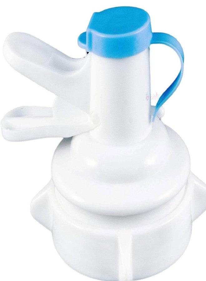 CLICKSWIFT® Water Dispenser Valve for 55mm Crown Top Drinking Bottle, Reusable Water Jug Cap Plastic Spigot Faucet, Easy to use-1 pcs (White & Blue Cap)
