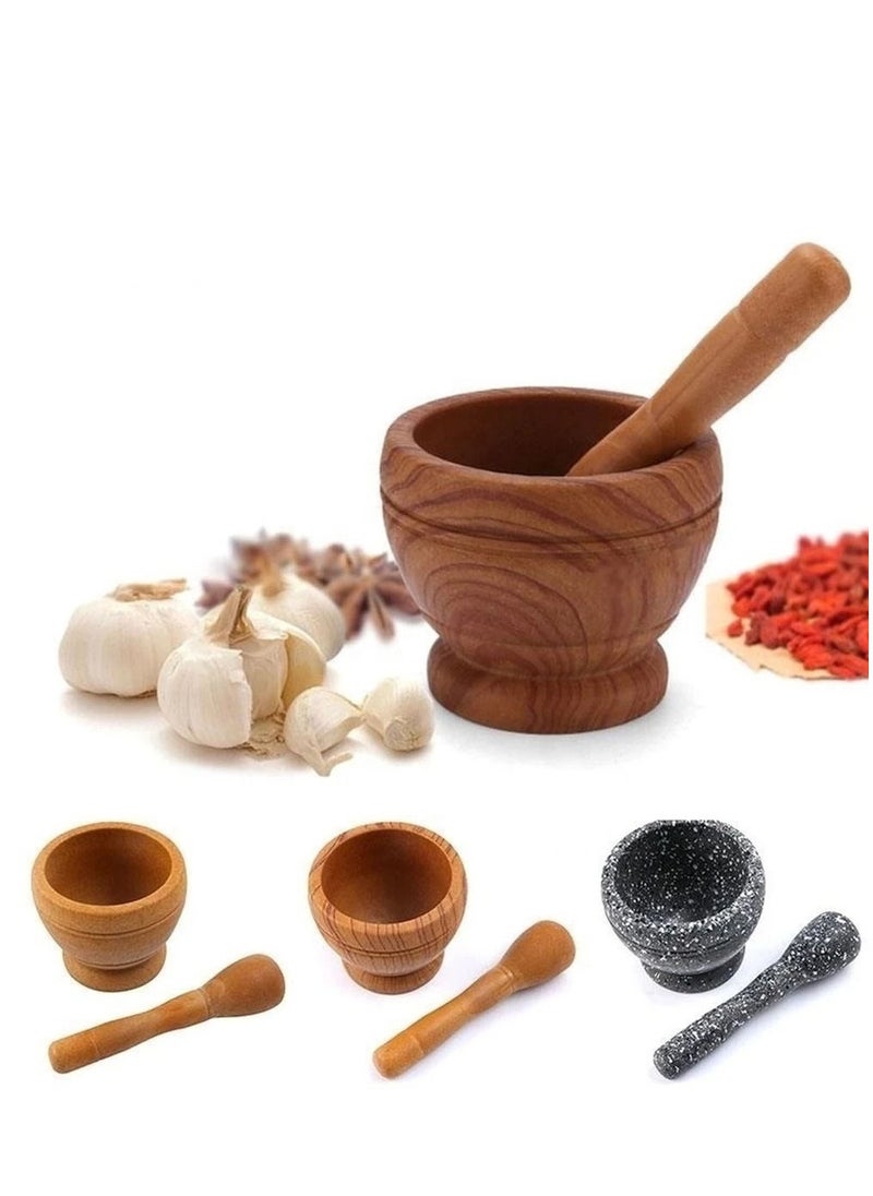 SAQOWARE - Manual Stone Desighn Mortar and Pestle Garlic Spice Mixing Grinding Bowl Set (Fibre-Unbreakable) - Image 1