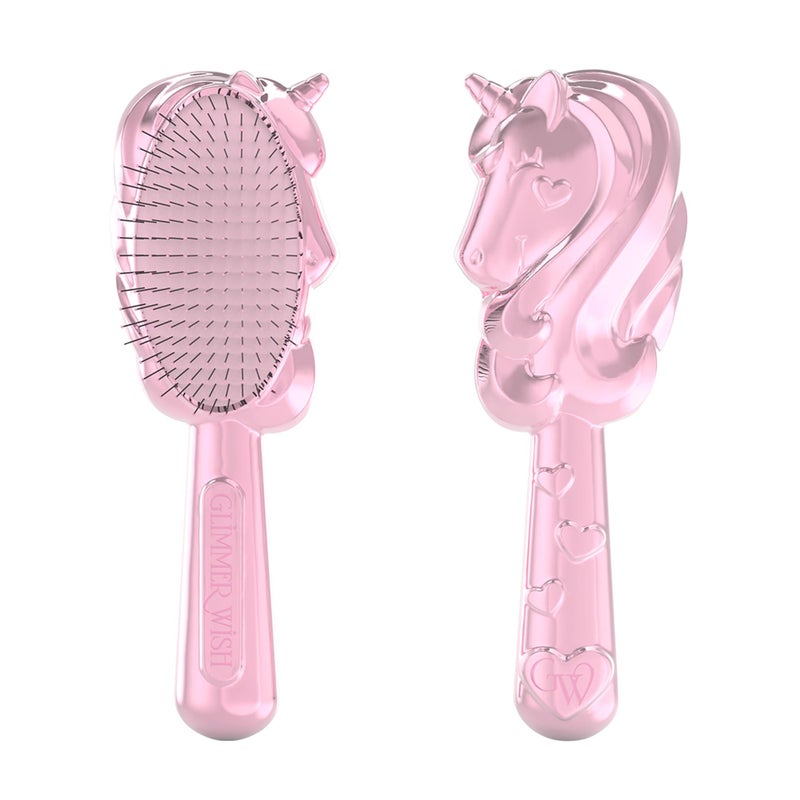 Glimmer Wish Unicorn Hair Detangler Brush for Kids â€“ Gentle & Soft Bristles for Tangle-Free Locks â€“ Anti-Frizz & Anti-Static â€“ Hairbrush for Wet or Dry Use, Hair Brush for Girls and Women - Image 1