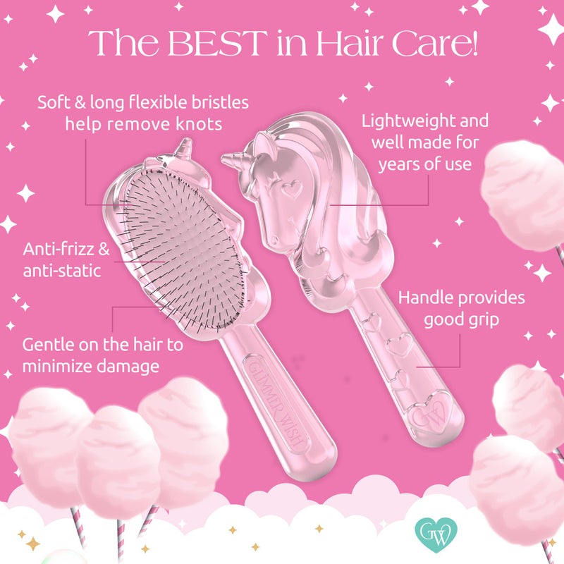 Glimmer Wish Unicorn Hair Detangler Brush for Kids â€“ Gentle & Soft Bristles for Tangle-Free Locks â€“ Anti-Frizz & Anti-Static â€“ Hairbrush for Wet or Dry Use, Hair Brush for Girls and Women - Image 4
