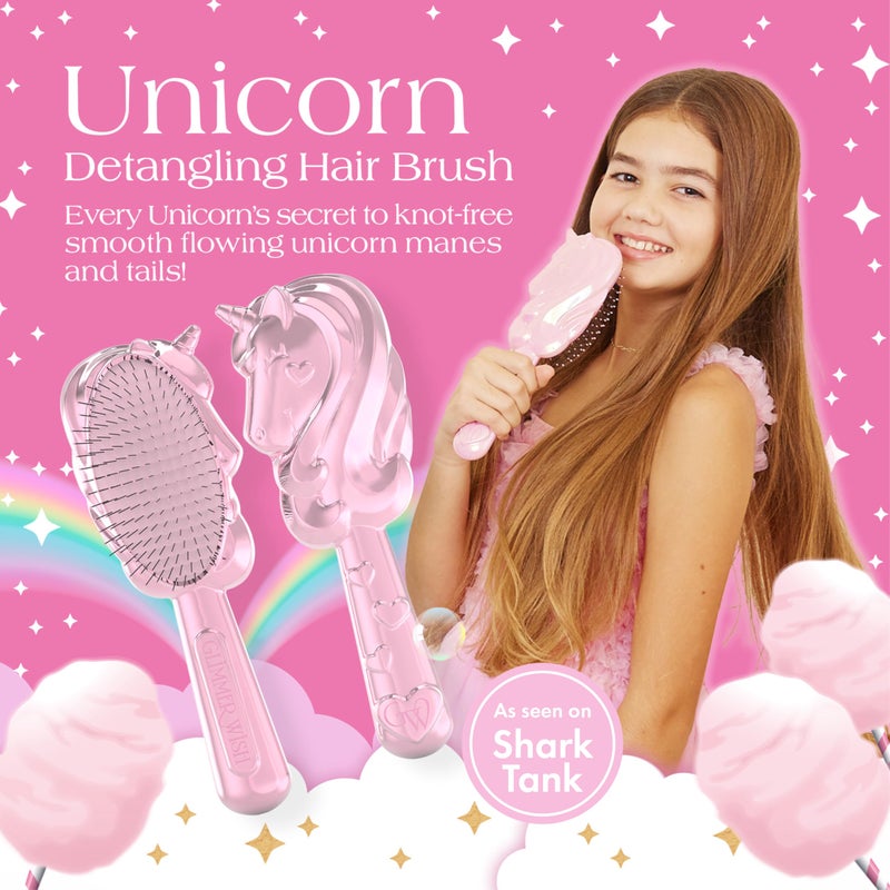 Glimmer Wish Unicorn Hair Detangler Brush for Kids â€“ Gentle & Soft Bristles for Tangle-Free Locks â€“ Anti-Frizz & Anti-Static â€“ Hairbrush for Wet or Dry Use, Hair Brush for Girls and Women - Image 2