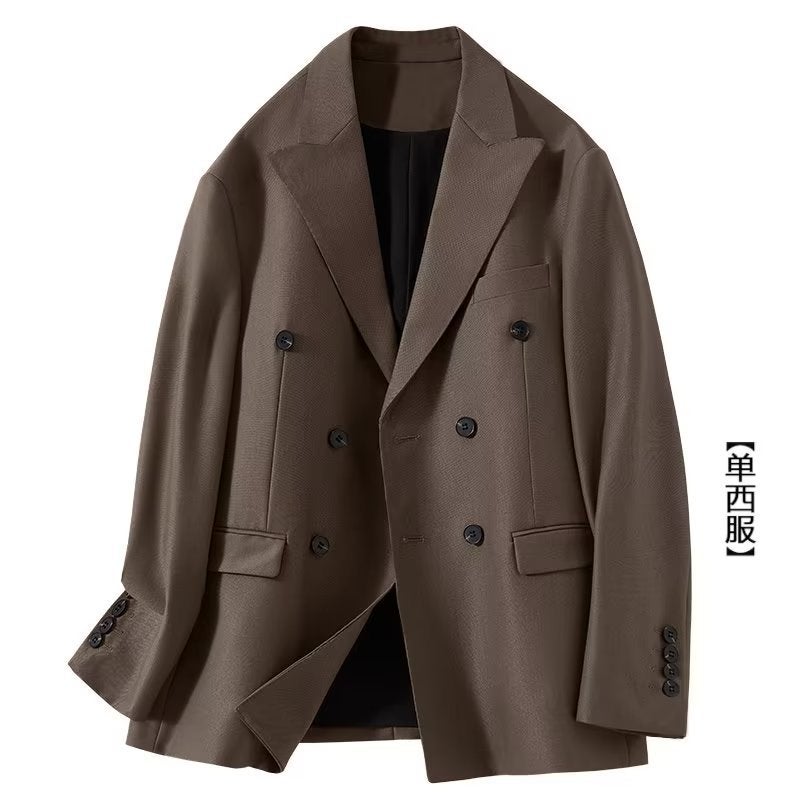 Classic Solid Color High Quality Double Breasted Design Slim Suit Suit Business Black Gentleman Suit - Image 4