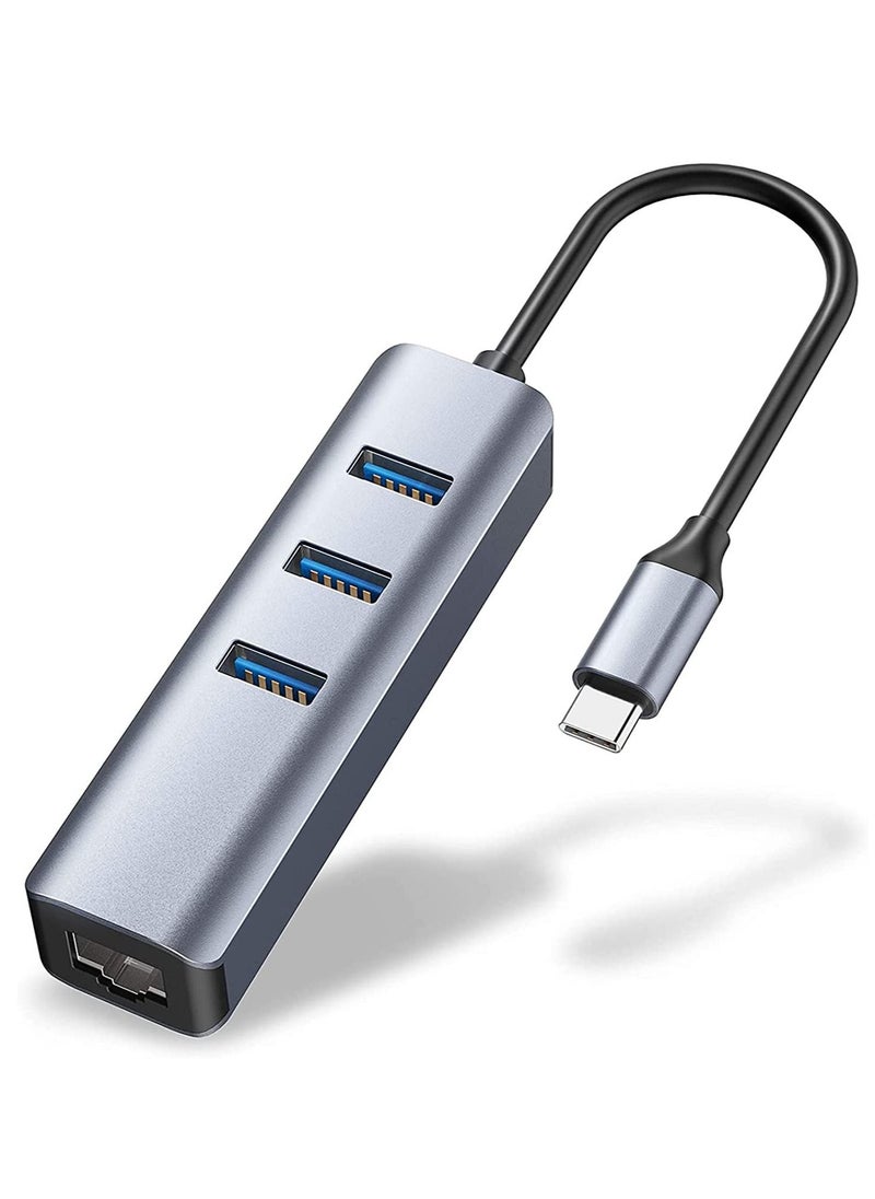SYOSI محول USB C إلى Ethernet RJ45 إلى USB C Thunderbolt 3 Type-C Gigabit Ethernet LAN، متوافق مع MacBook Pro 2021 2020 2019 2018 2017 MacBook Air Dell XPS والمزيد  - Image 1