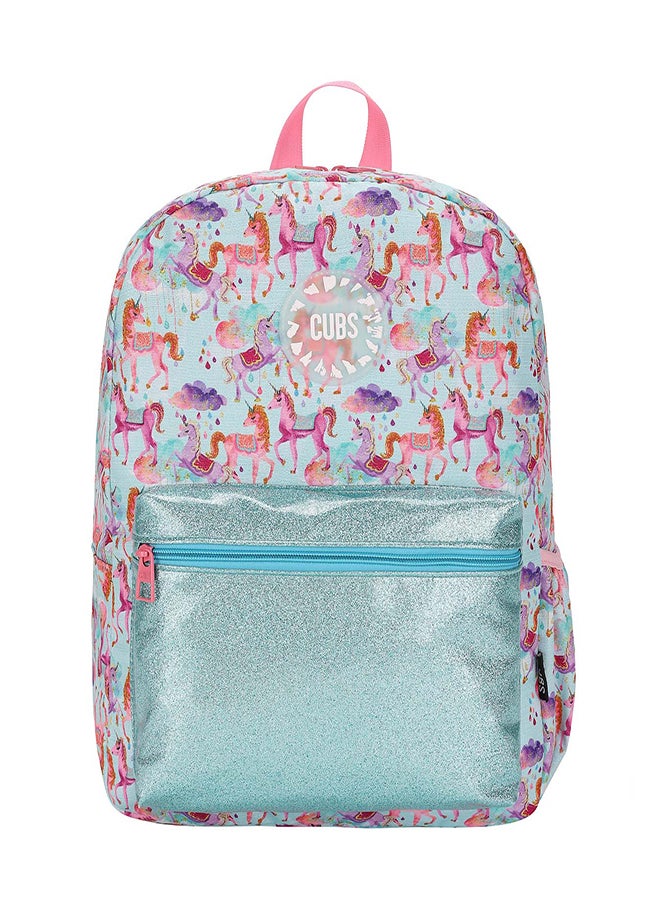 CUBS Unicorn Print Waterproof Kids 28L Glittery Backpack with zip closure Ideal for 6-12 years girls - Image 1