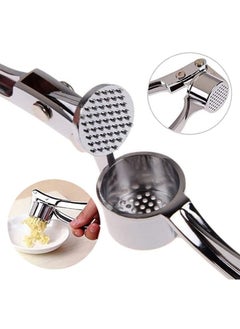 Manual Garlic Press Crusher Stainless Steel - Small Handheld Professional Garlic Mincer for Kitchen - Garlic and Ginger Grinder with Peeler, Durable Heavy Duty Press and Slicer - Multi-Purpose Garlic and Ginger Crusher, Nut and Seed Grinder for Restaurants and Home Kitchens - Easy to Use and Clean