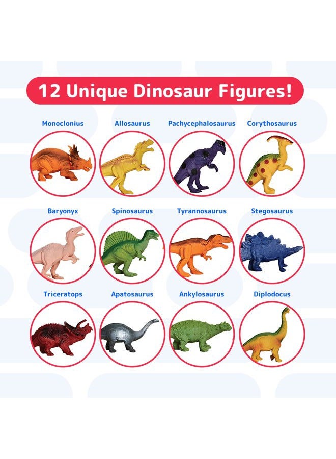 PREXTEX Dinosaur Toys for Kids 3-5 (12 Plastic Dinosaur Figures & Interactive Dinosaur Book with Sound) - Toddler Dinosaur Toy, Kids Dinosaur Toys for Girls, Boys, Toddlers, Dinosaurs for Kids 3-5 - Image 4