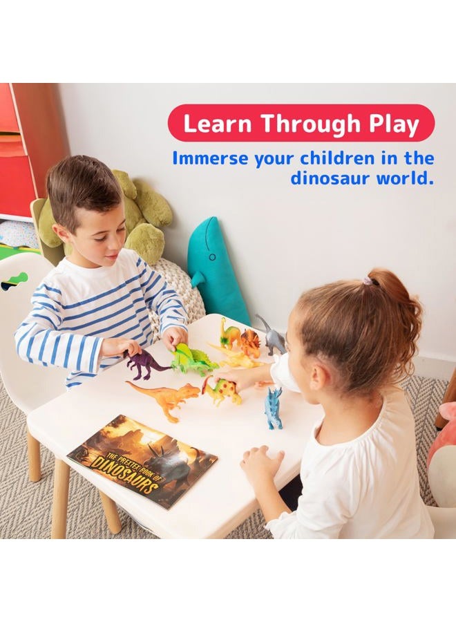 PREXTEX Dinosaur Toys for Kids 3-5 (12 Plastic Dinosaur Figures & Interactive Dinosaur Book with Sound) - Toddler Dinosaur Toy, Kids Dinosaur Toys for Girls, Boys, Toddlers, Dinosaurs for Kids 3-5 - Image 2