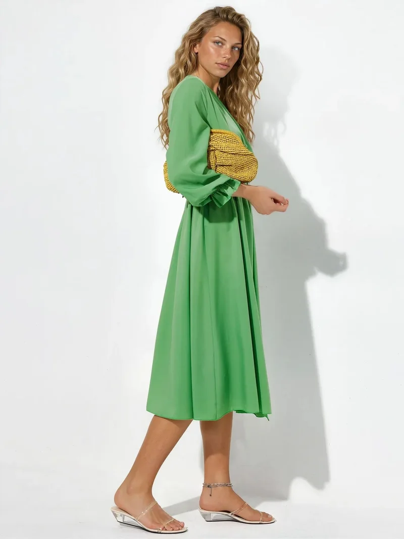 Jennyfer Belted Wrap Midi Dress