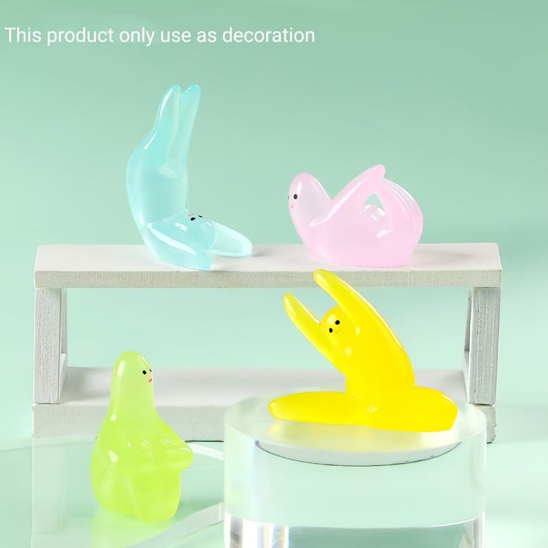 Luminous Yoga Statues 9pcs Adorable Resin Mini Ornaments For Desk Vehicle Craft Green Blue Pink - Image 3